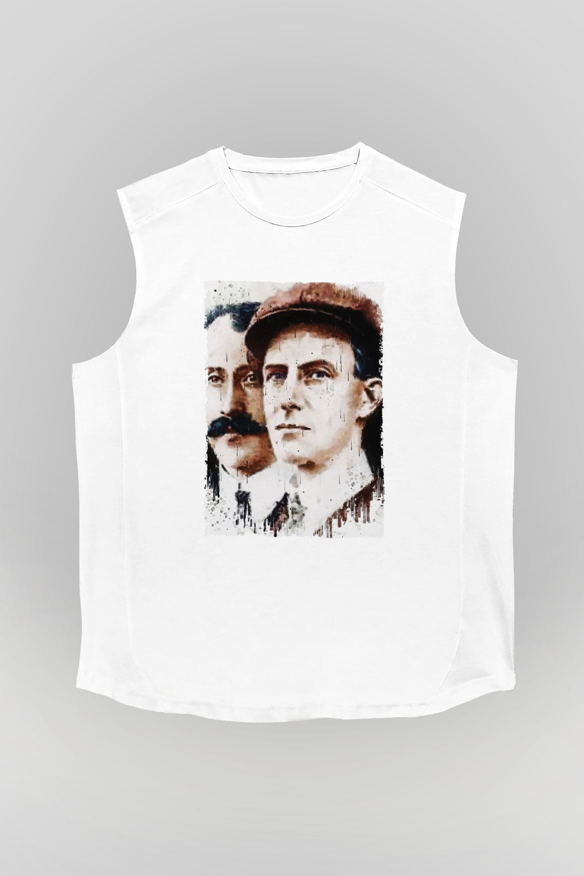 Wright Kardeşler Baskılı Unisex Kolsuz Beyaz Tişört - Tshirt
