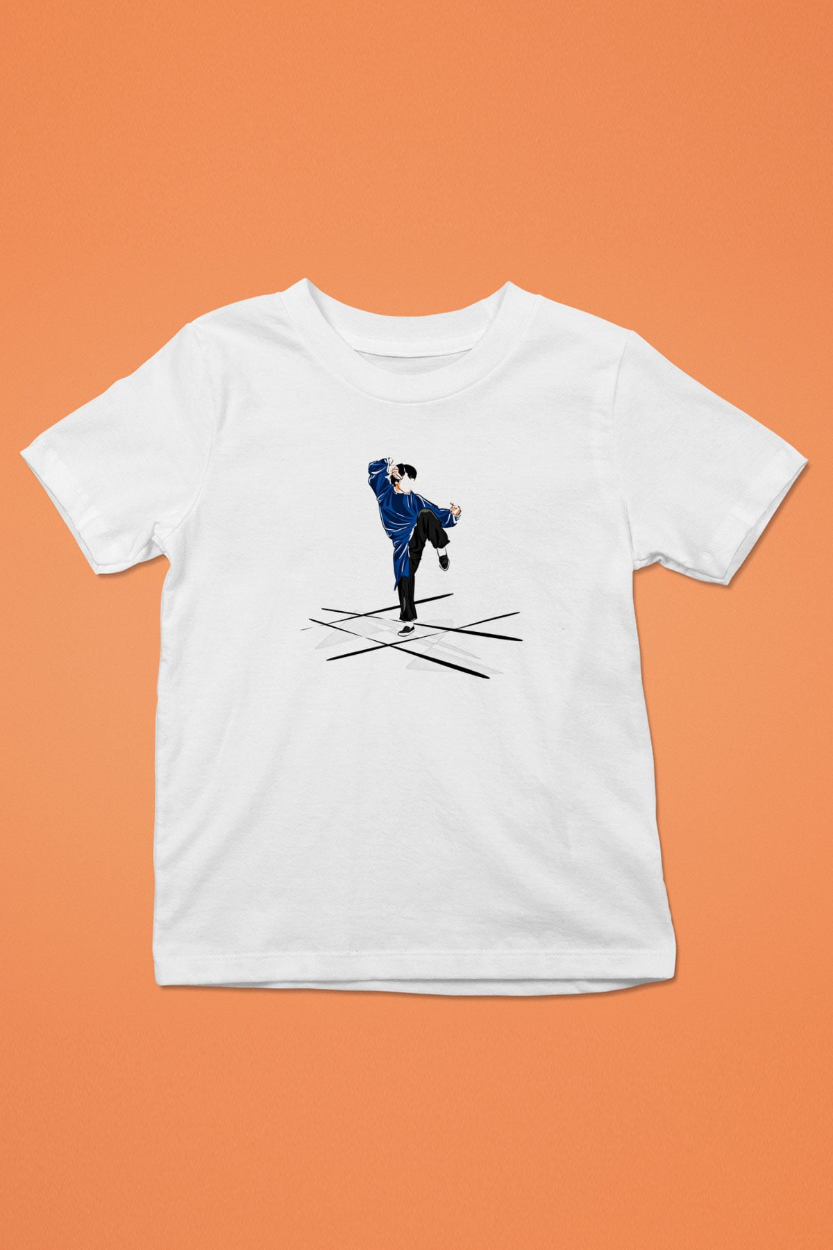 Wushu Baskılı Unisex Beyaz Çocuk Tişört - Tshirt