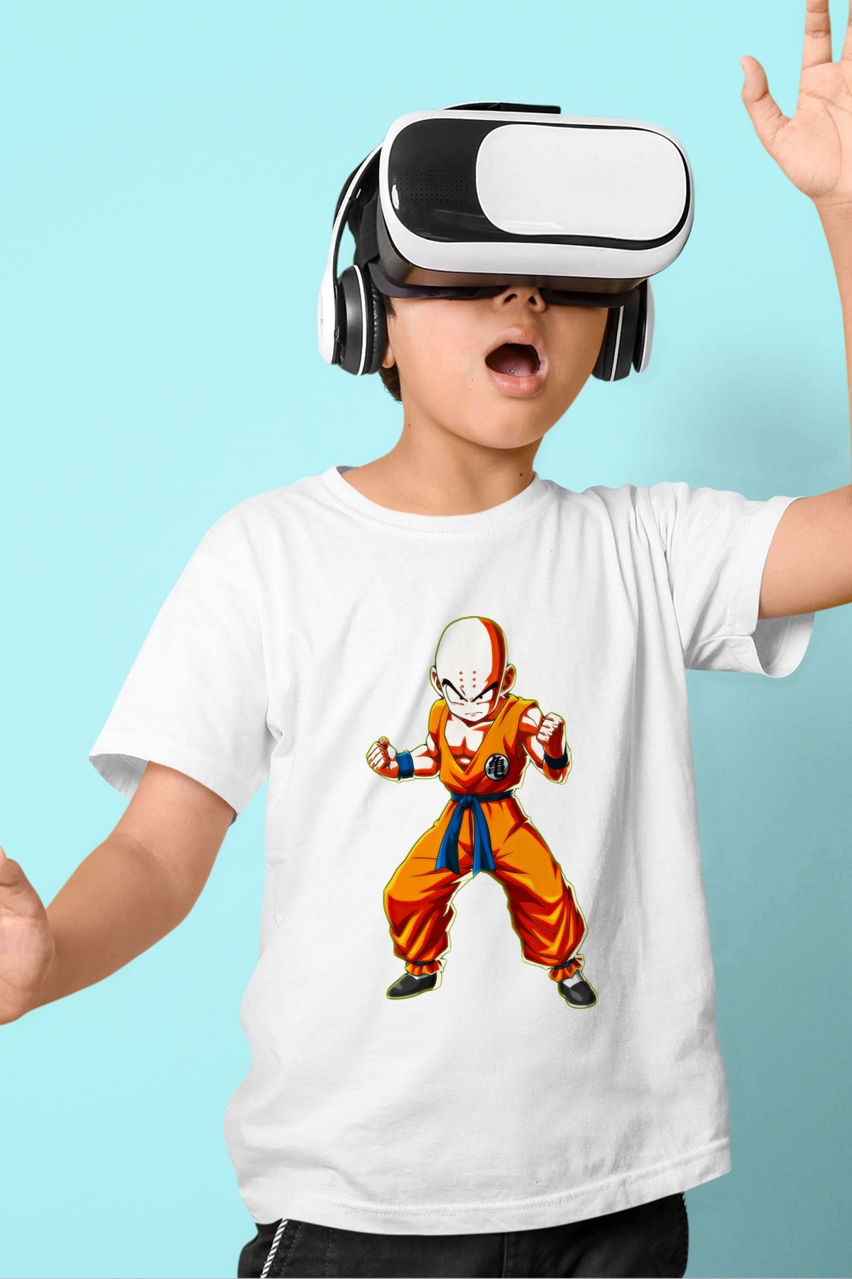 Wushu Baskılı Unisex Beyaz Çocuk Tişört - Tshirt