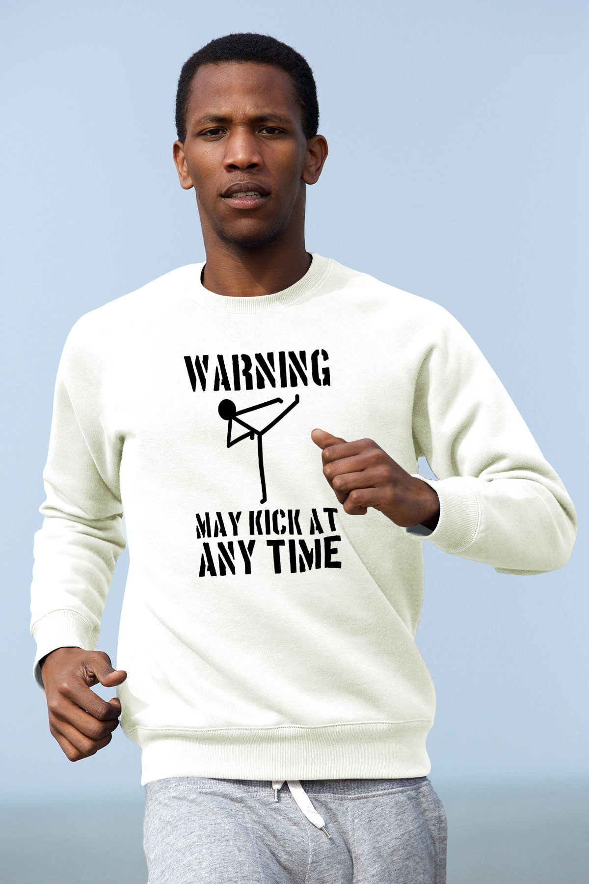 Wushu Baskılı Unisex Ekru Sweatshirt