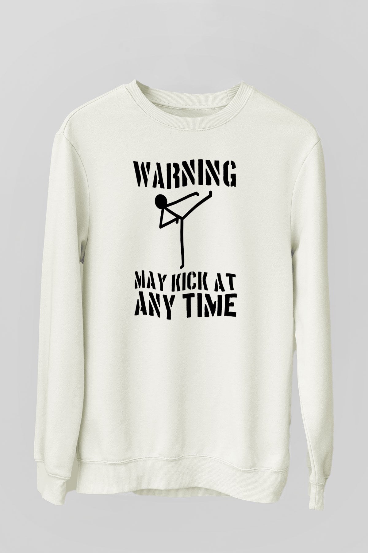 Wushu Baskılı Unisex Ekru Sweatshirt
