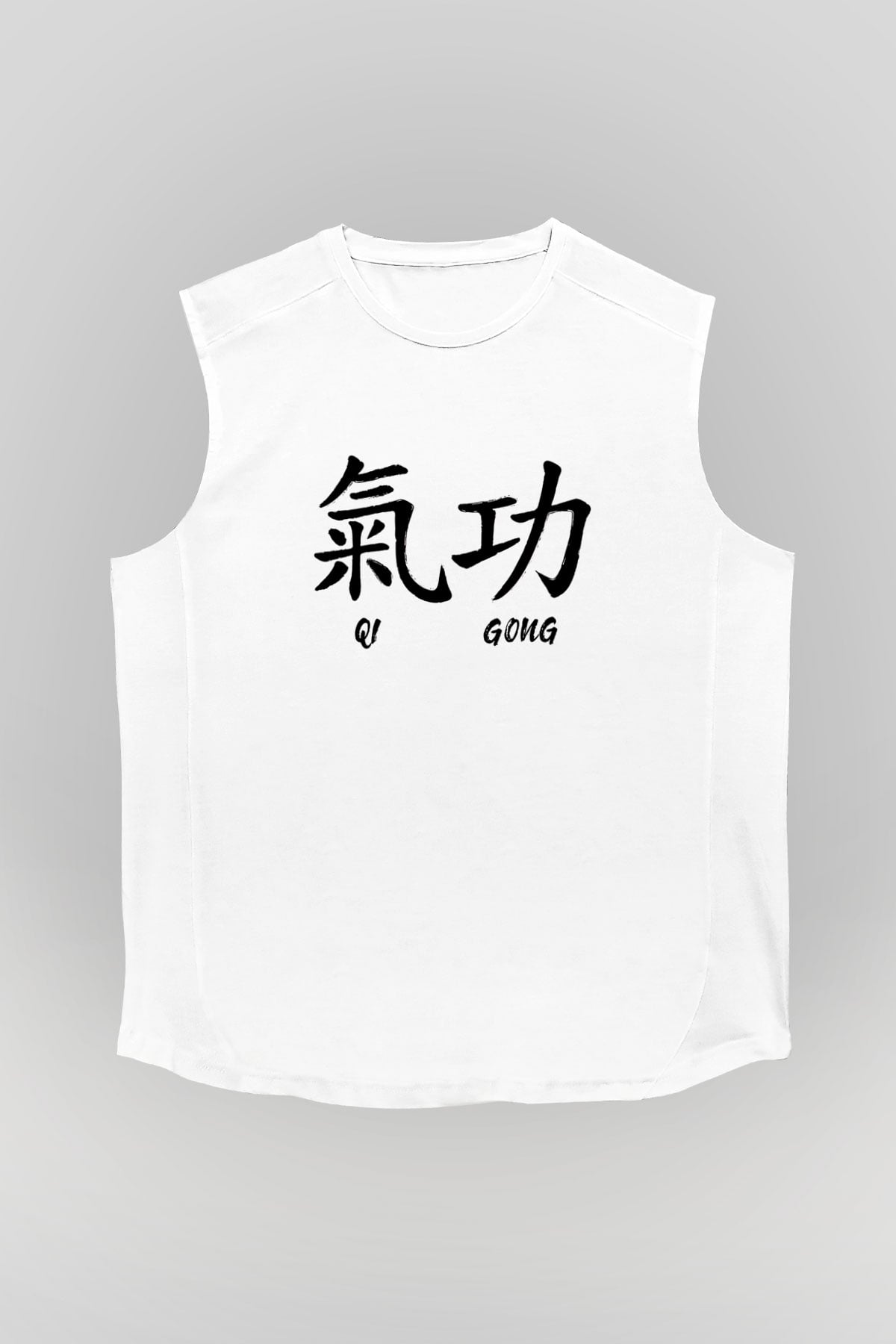 Wushu Baskılı Unisex Kolsuz Beyaz Tişört