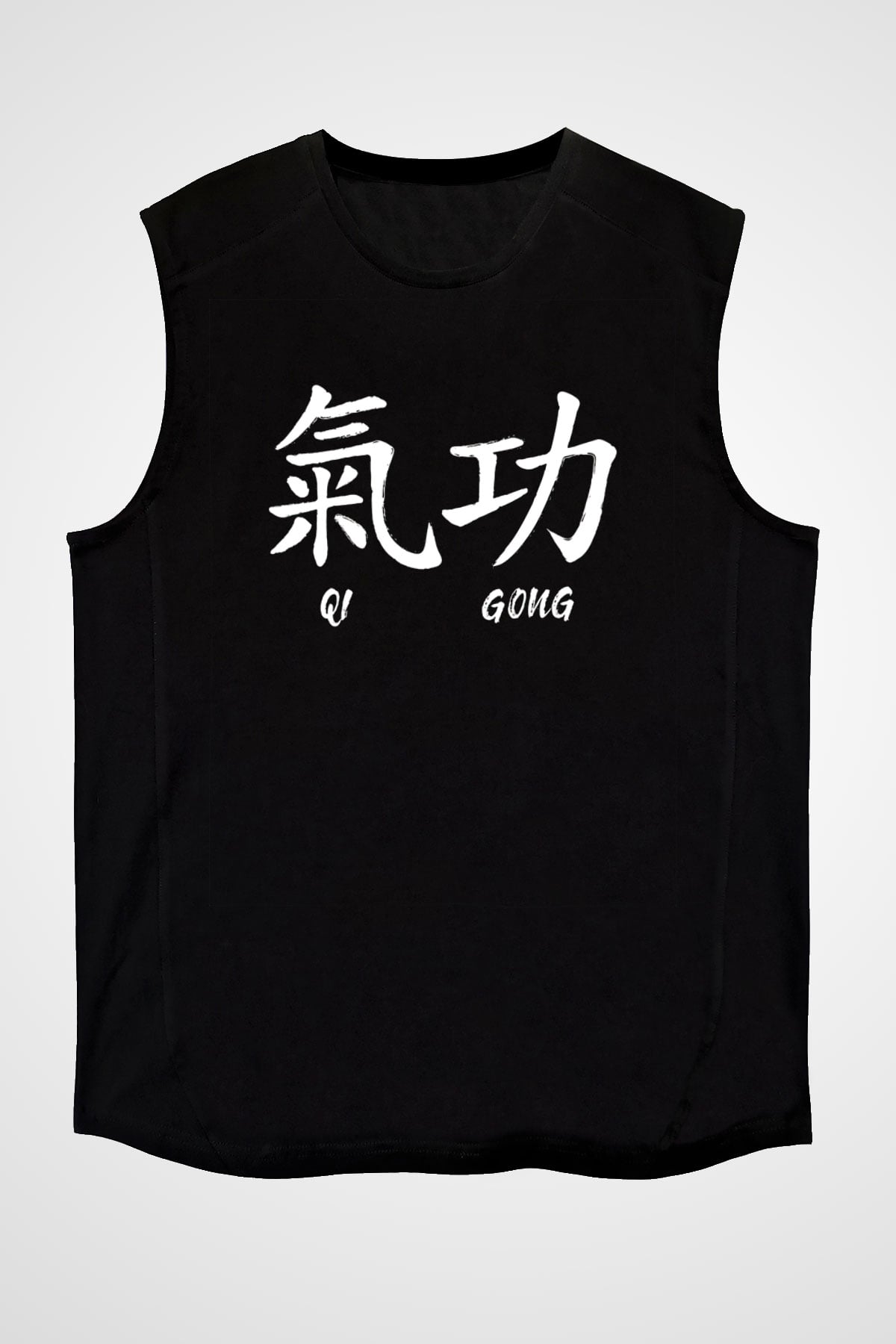 Wushu Baskılı Unisex Siyah Kolsuz Tişört