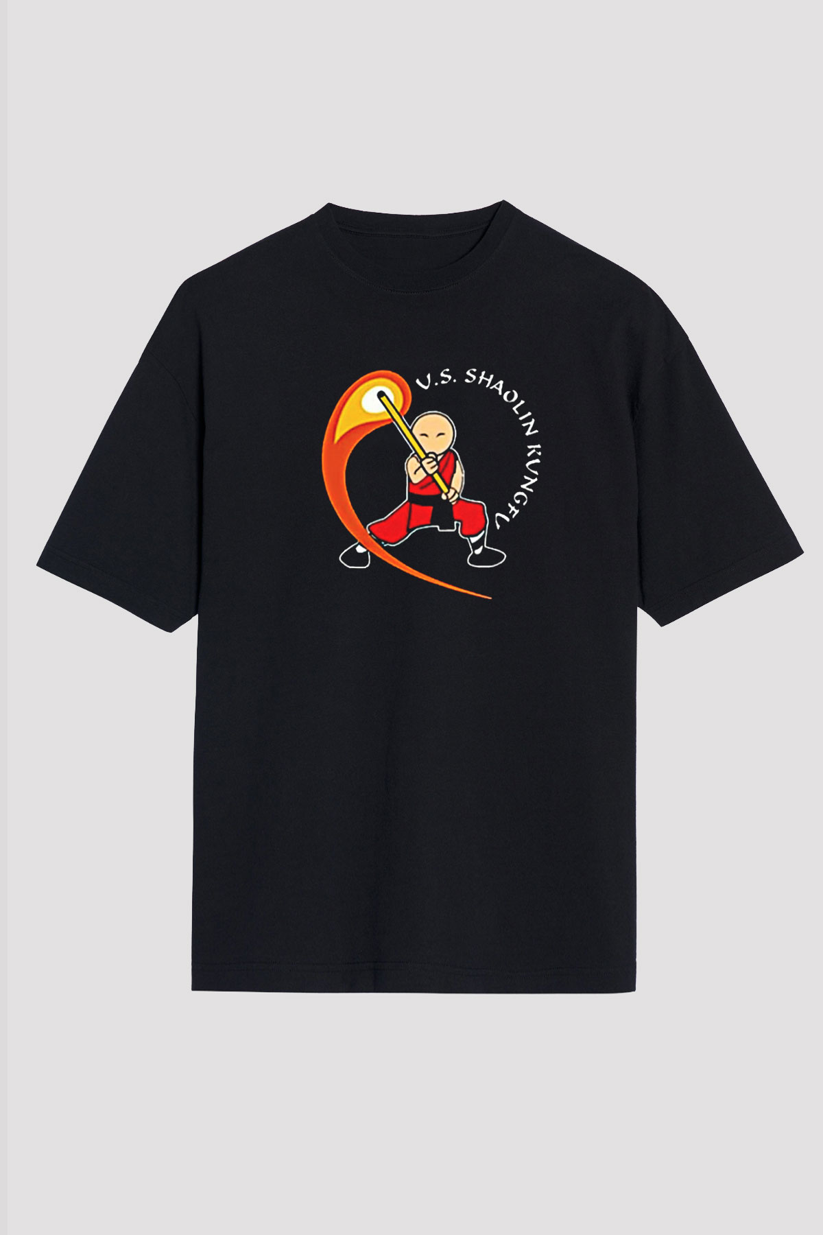Wushu Baskılı Unisex Siyah Oversize Tişört