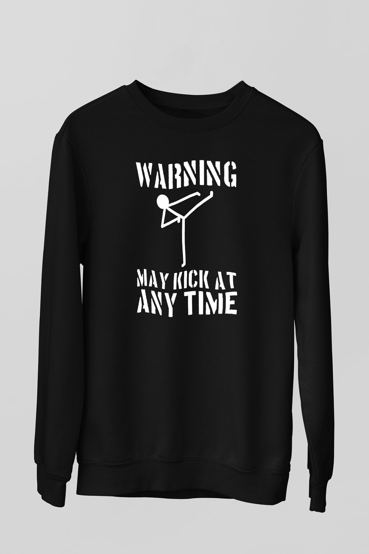 Wushu Baskılı Unisex Siyah Sweatshirt