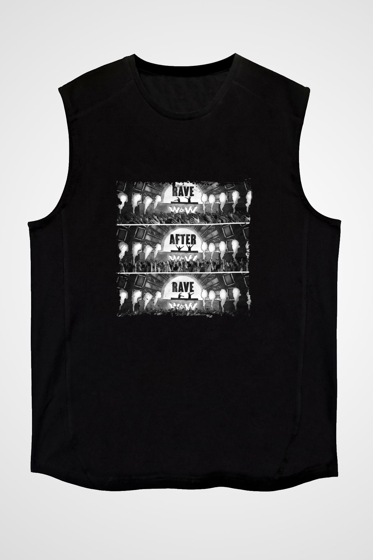 W&W Baskılı Unisex Siyah Kolsuz Tişört