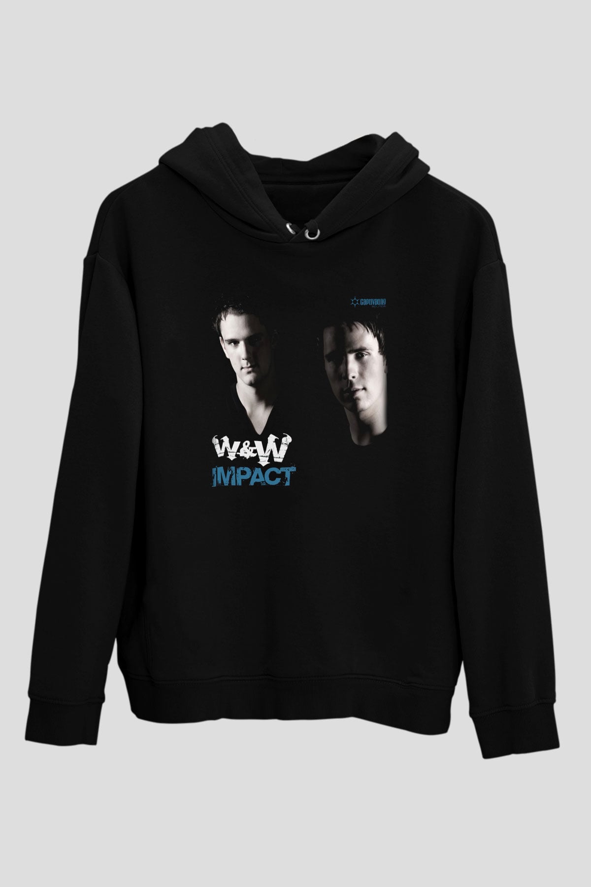W&W Siyah Unisex Kapüşonlu Sweatshirt