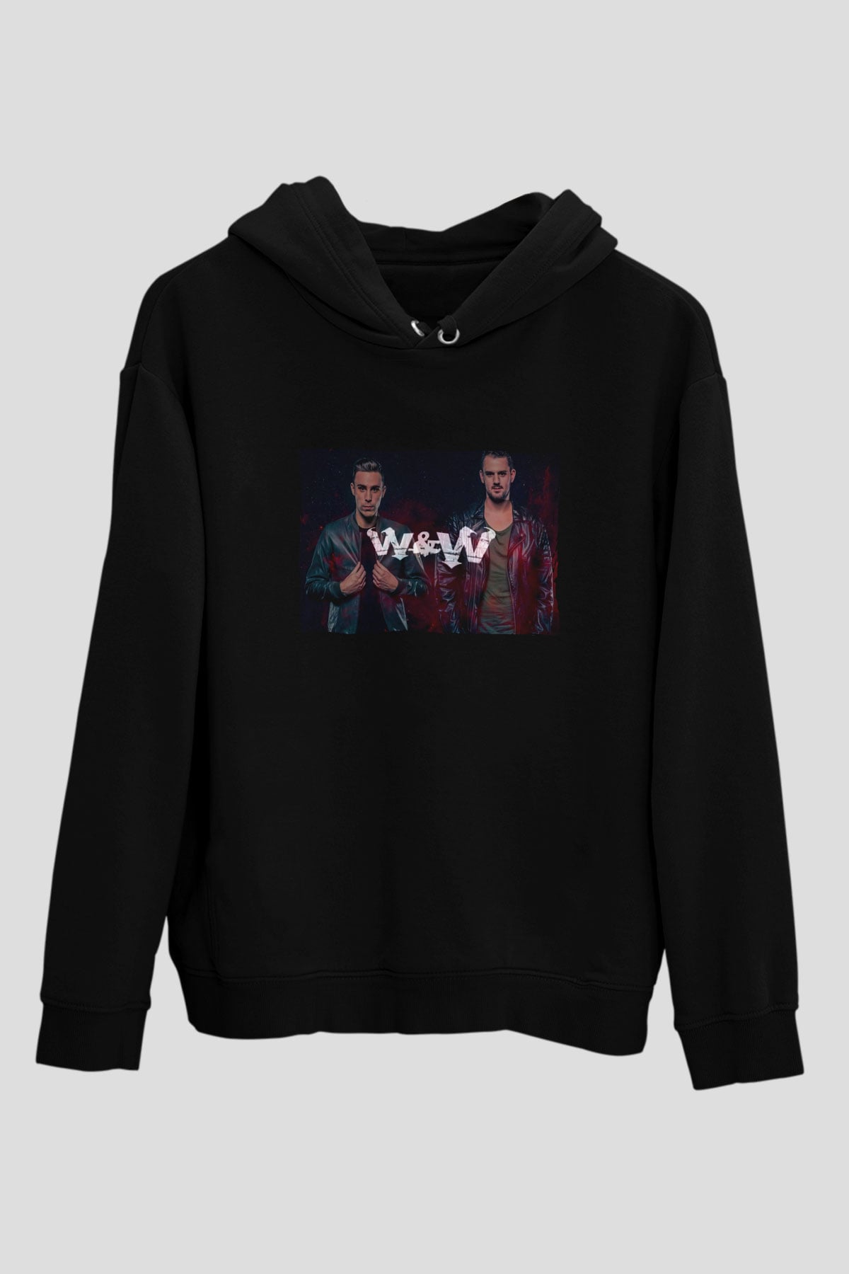 W&W Siyah Unisex Kapüşonlu Sweatshirt