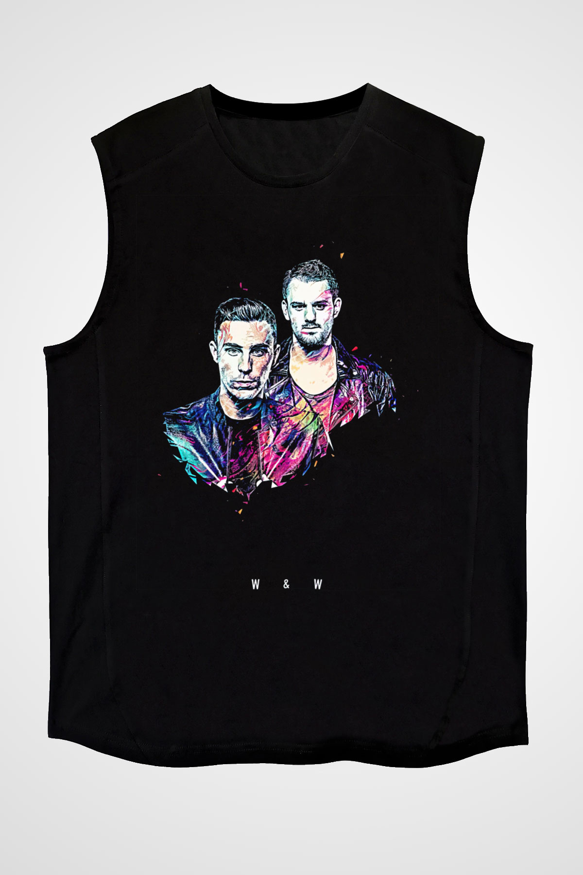 W&W Siyah Unisex Kolsuz Tişört