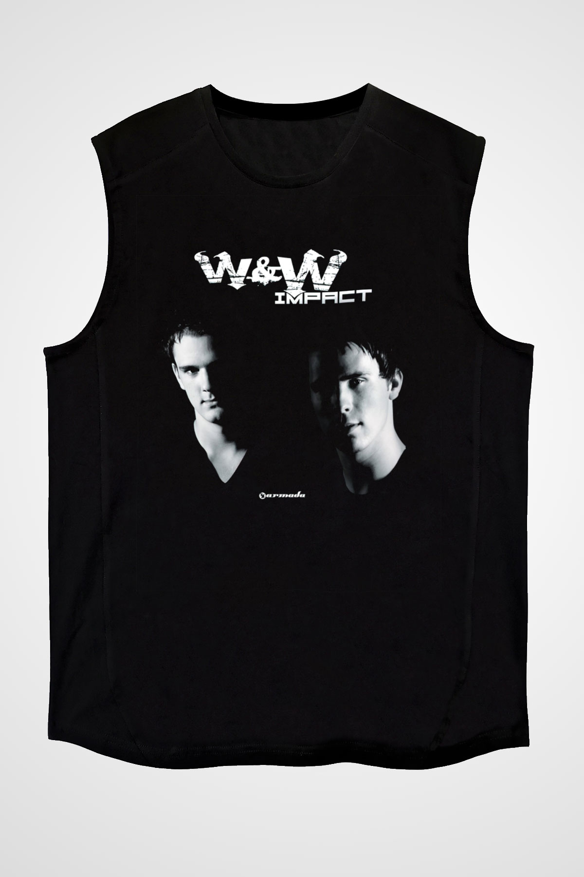 W&W Siyah Unisex Kolsuz Tişört