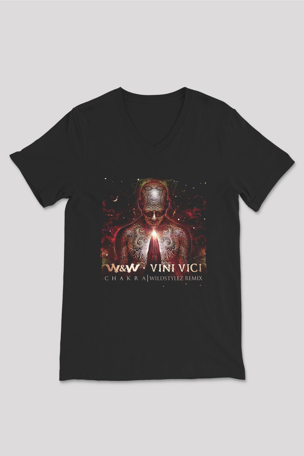 W&W Siyah Unisex V Yaka Tişört