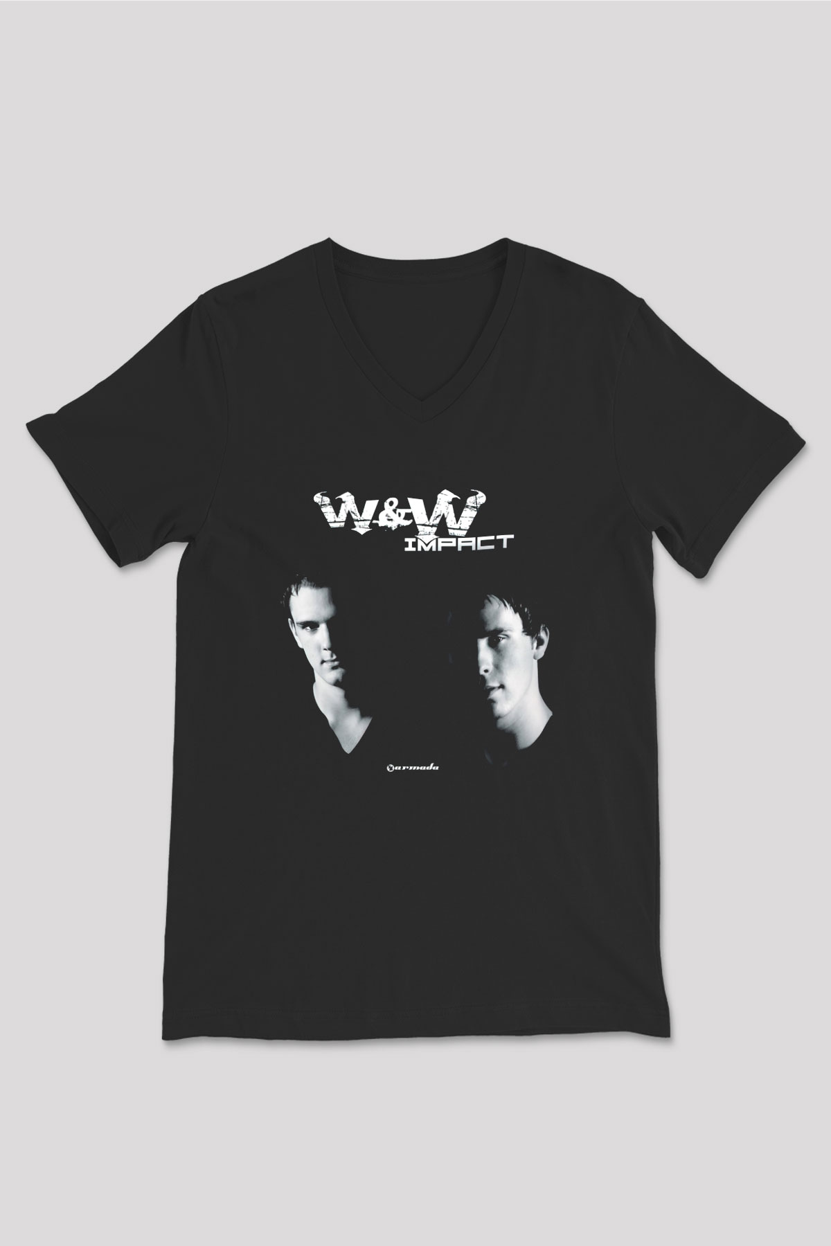 W&W Siyah Unisex V Yaka Tişört