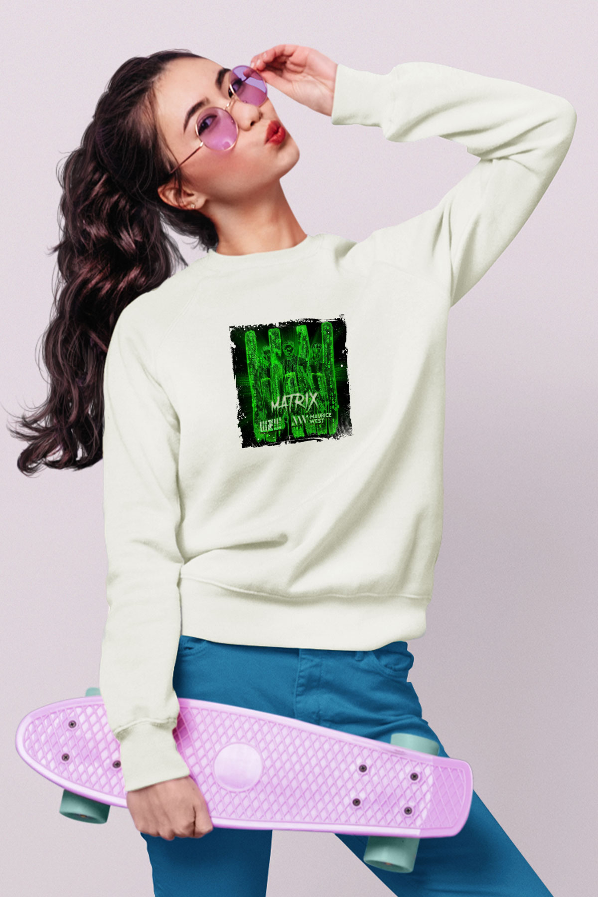 W&WBaskılı Beyaz Sweatshirt