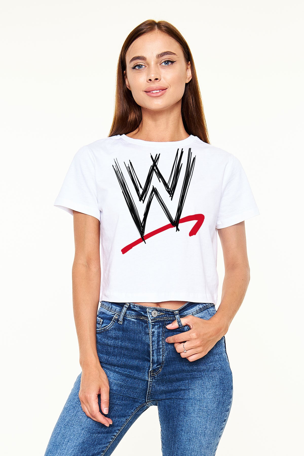WWE Beyaz Unisex Oversize Tişört