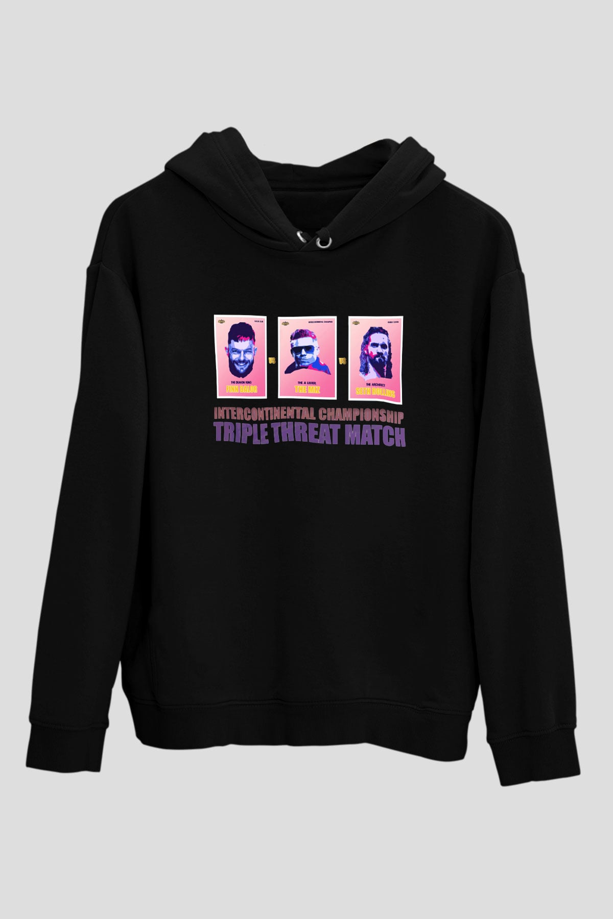 WWE Siyah Unisex Kapüşonlu Sweatshirt