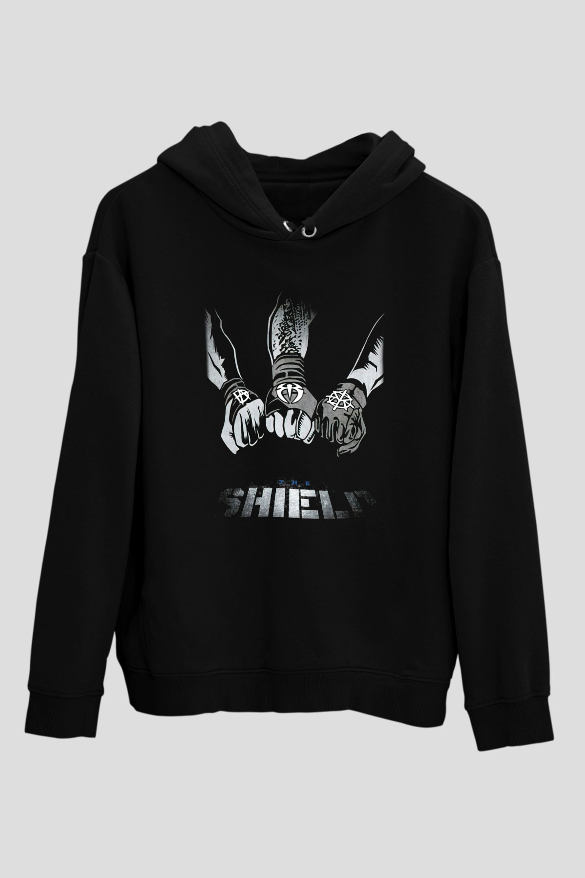 WWE Siyah Unisex Kapüşonlu Sweatshirt