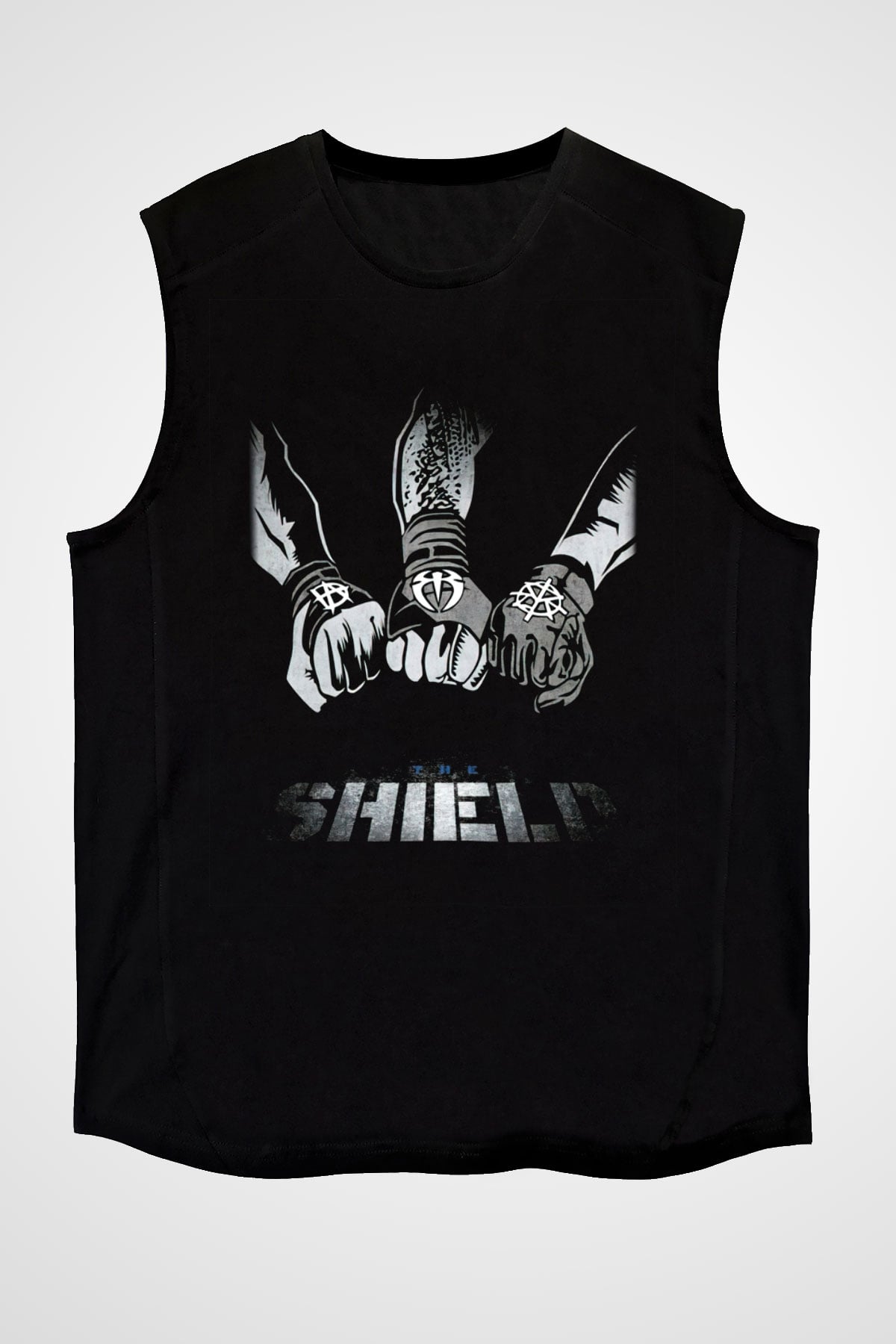 WWE Siyah Unisex Kolsuz Tişört