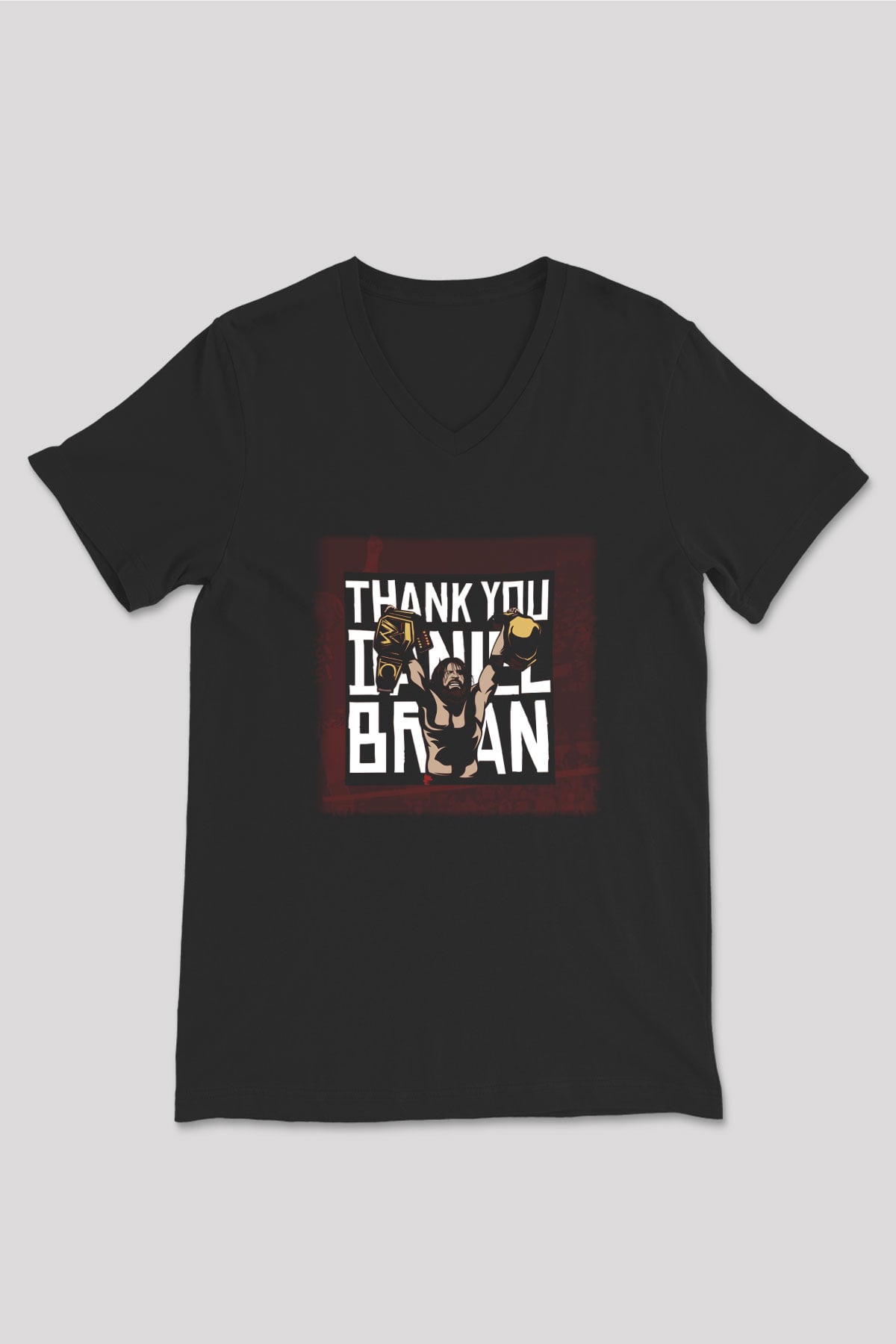 WWE Siyah Unisex V Yaka Tişört