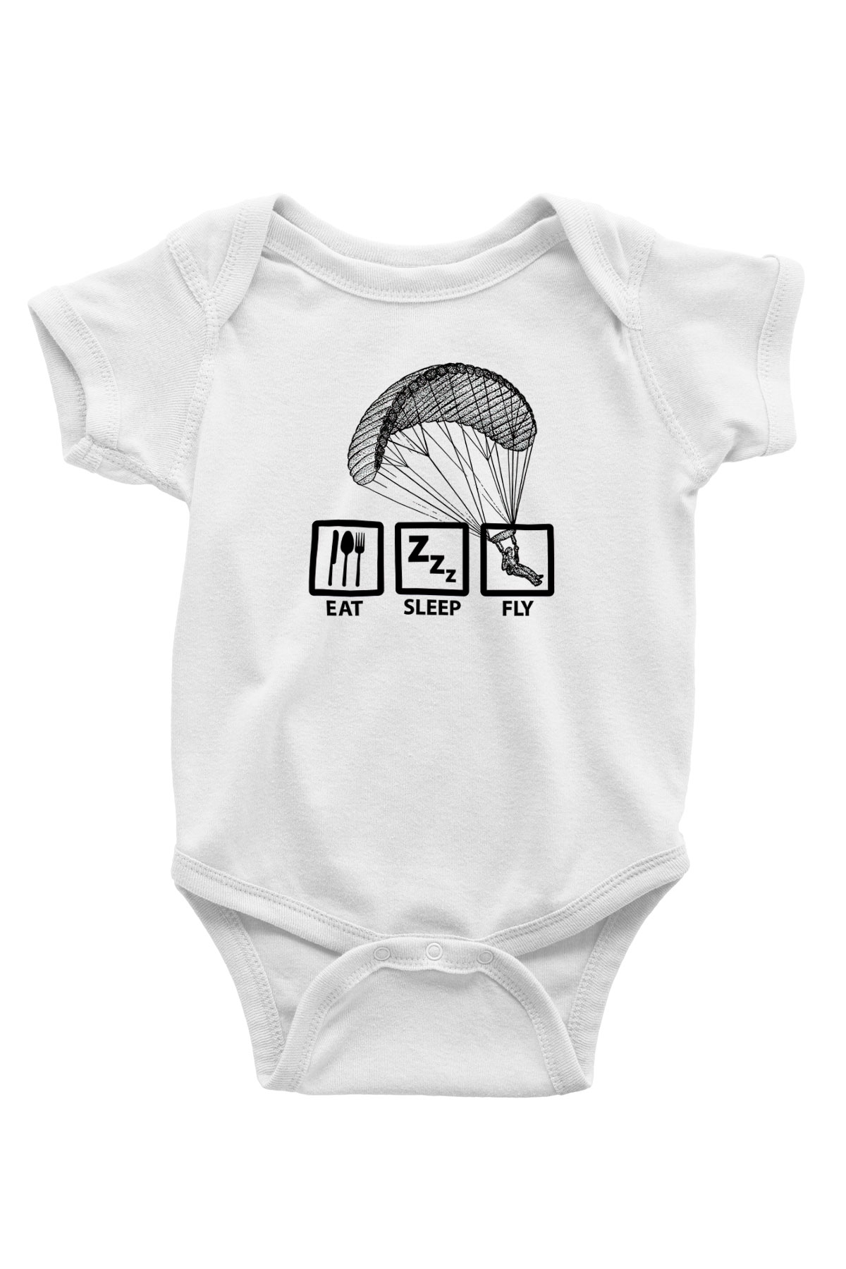 Yamaç Paraşütü Baskılı Beyaz Bebek Body - Zıbın