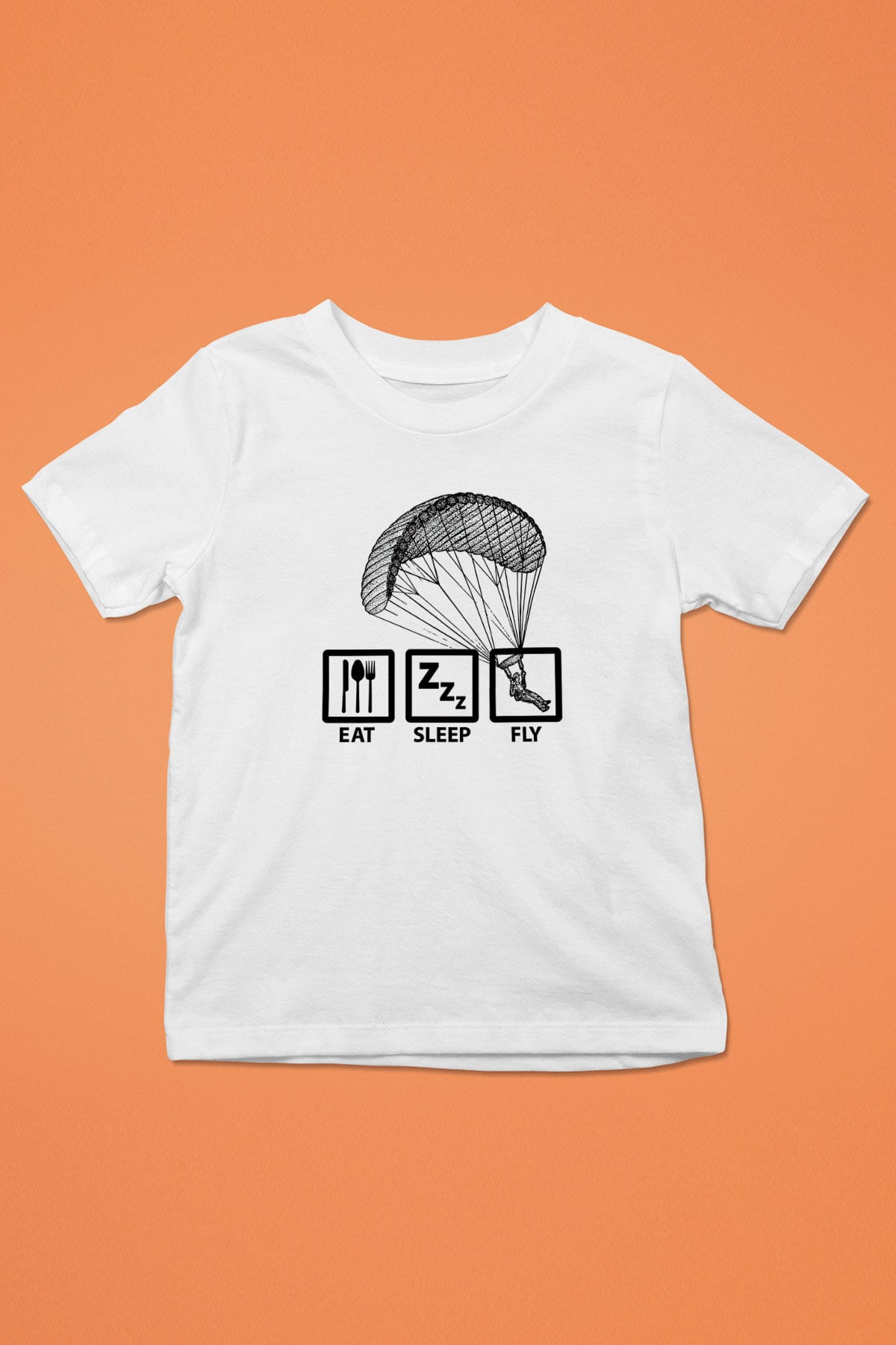Yamaç Paraşütü Baskılı Unisex Beyaz Çocuk Tişört - Tshirt