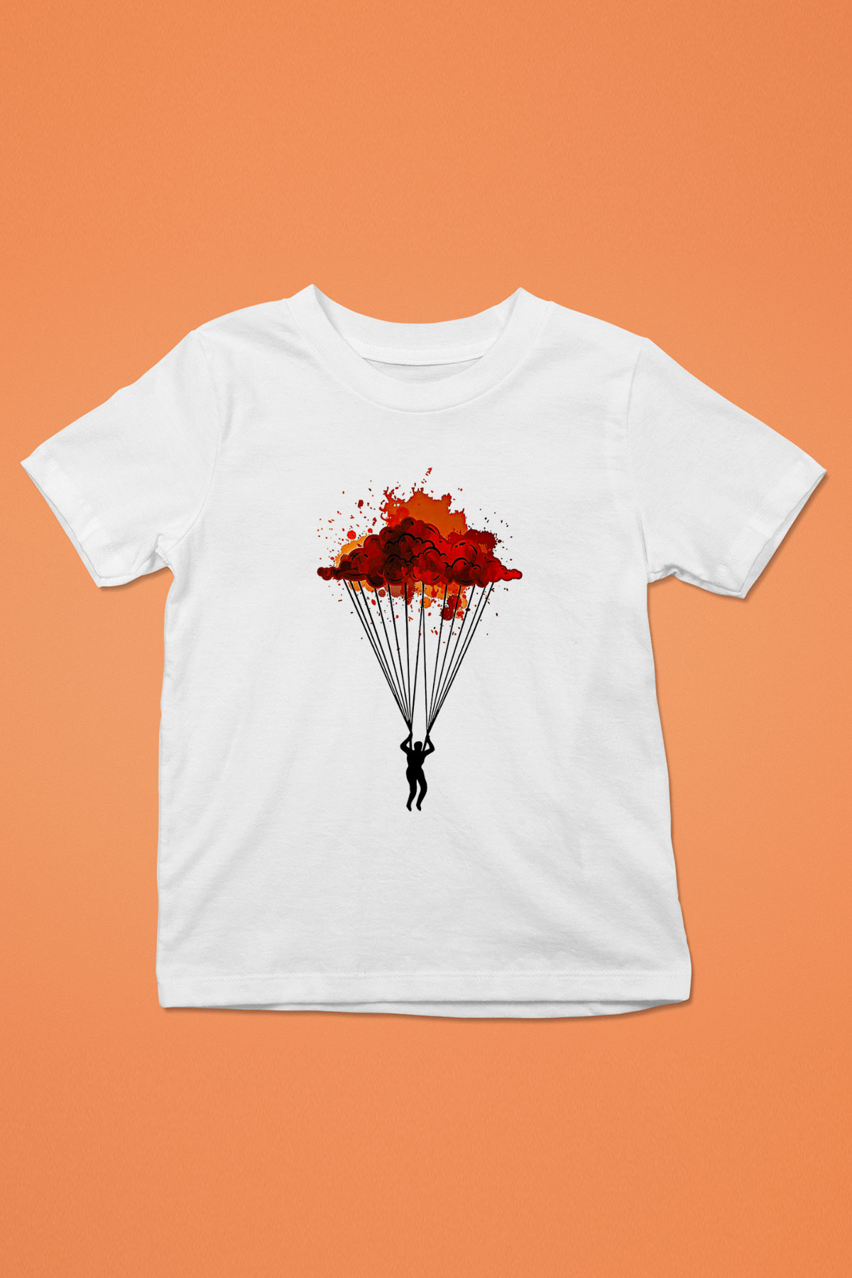 Yamaç Paraşütü Baskılı Unisex Beyaz Çocuk Tişört - Tshirt