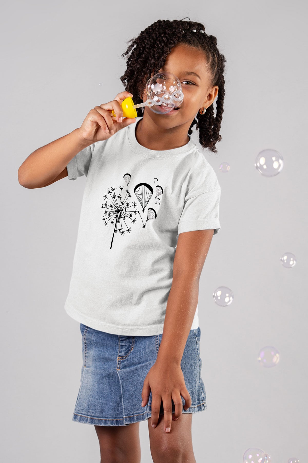 Yamaç Paraşütü Baskılı Unisex Beyaz Çocuk Tişört - Tshirt