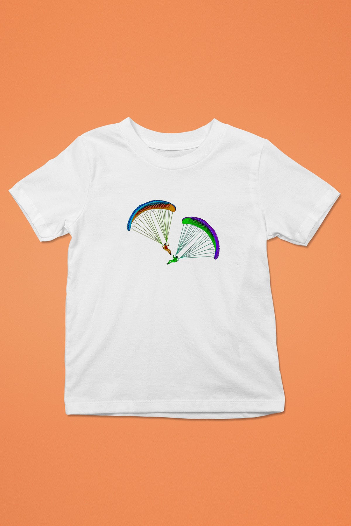 Yamaç Paraşütü Baskılı Unisex Beyaz Çocuk Tişört - Tshirt