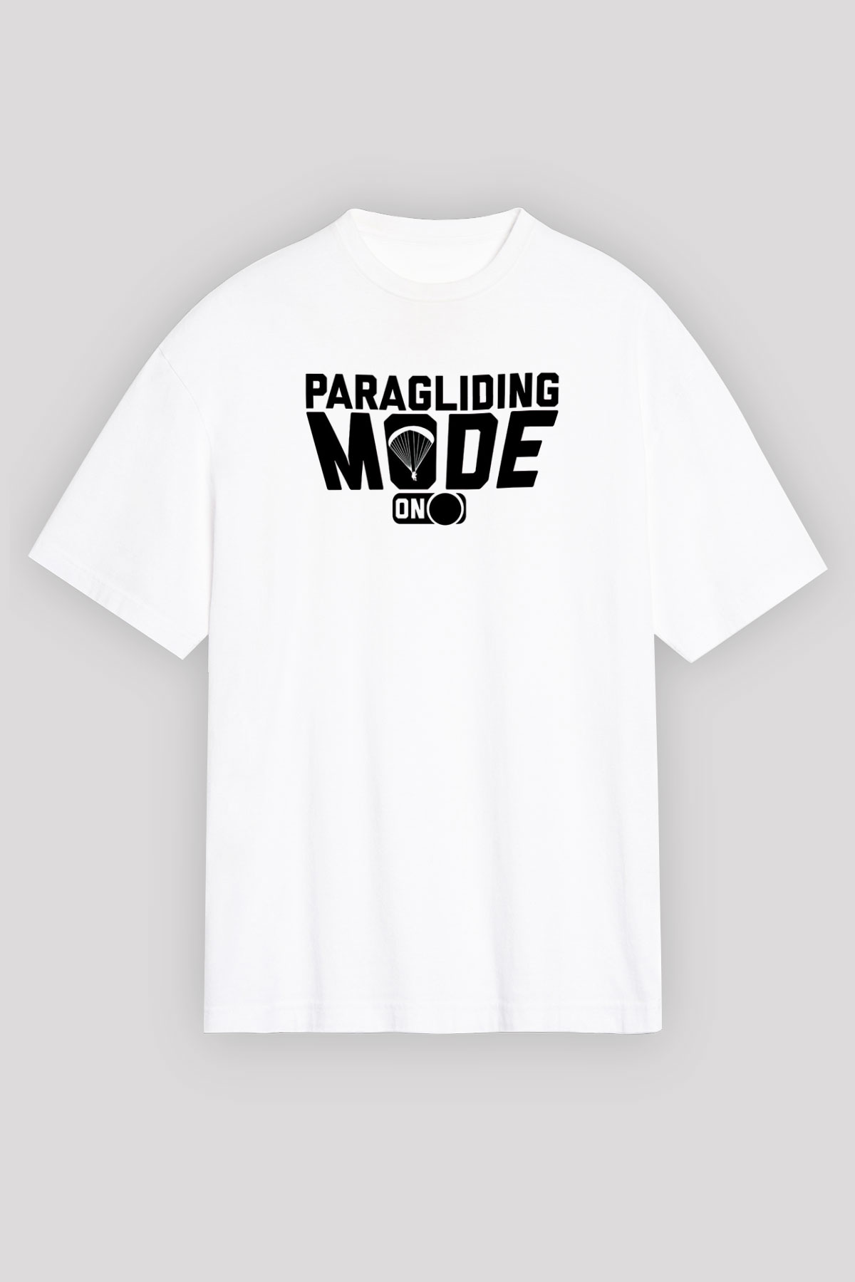 Yamaç Paraşütü Baskılı Unisex Beyaz Oversize Tişört - Tshirt