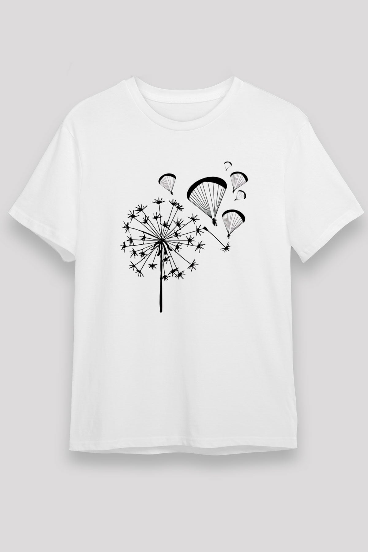 Yamaç Paraşütü Baskılı Unisex Beyaz Tişört - Tshirt