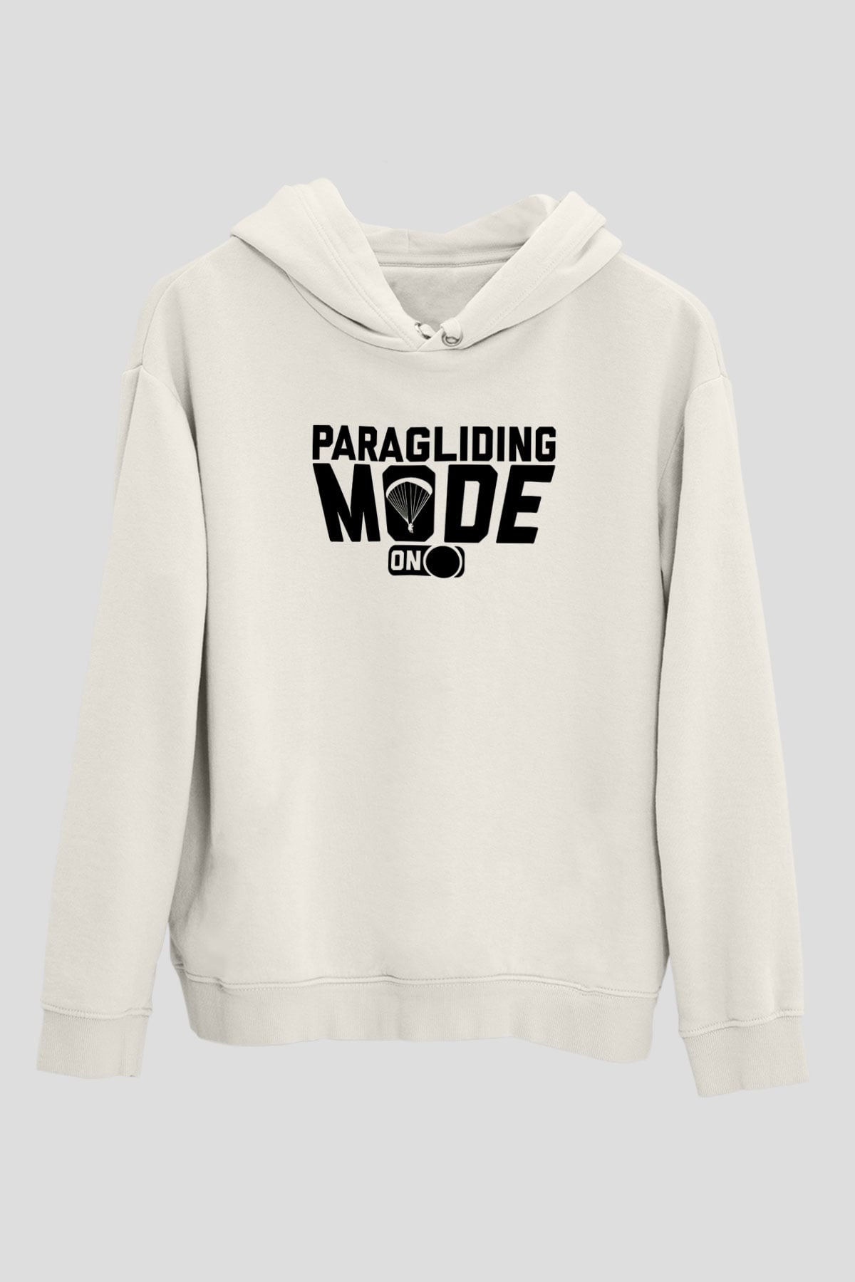 Yamaç Paraşütü Baskılı Unisex Ekru Hoodie