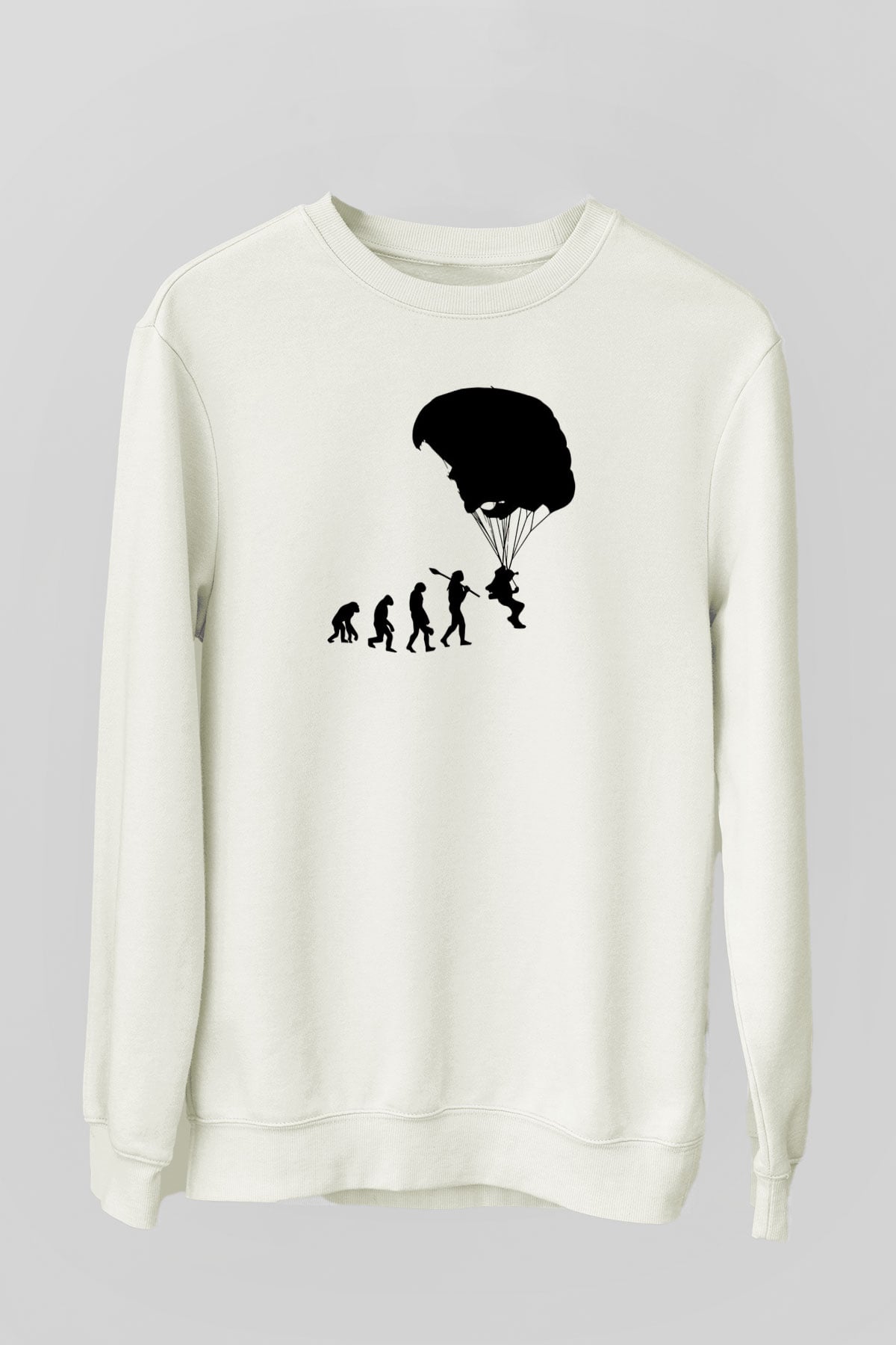 Yamaç Paraşütü Baskılı Unisex Ekru Sweatshirt