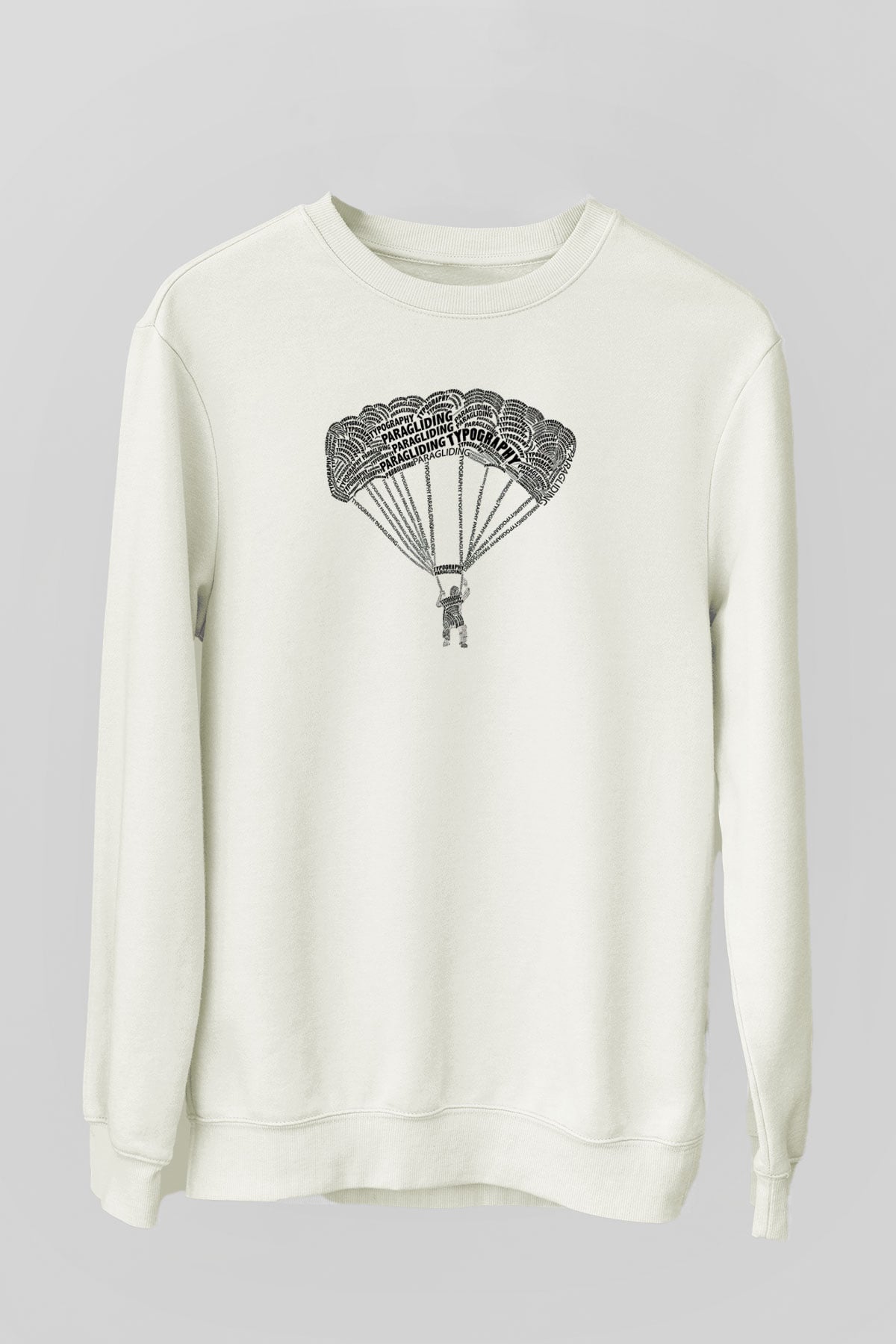 Yamaç Paraşütü Baskılı Unisex Ekru Sweatshirt