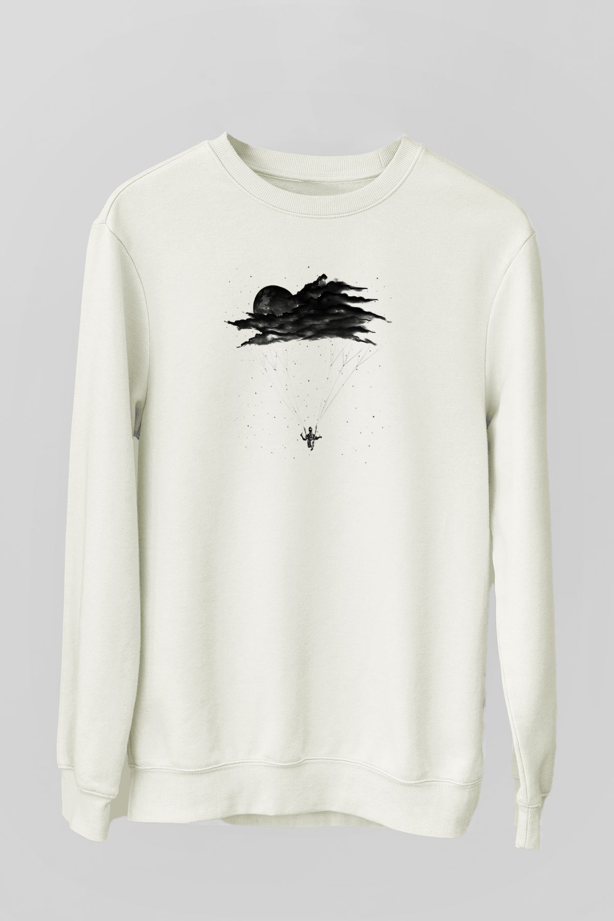 Yamaç Paraşütü Baskılı Unisex Ekru Sweatshirt