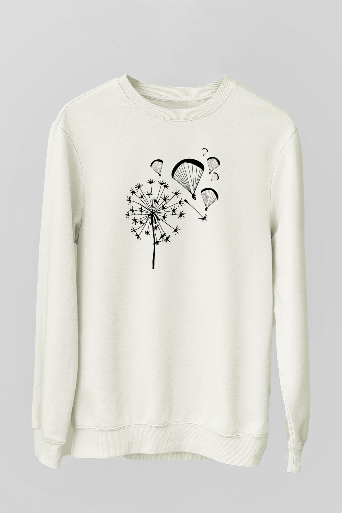 Yamaç Paraşütü Baskılı Unisex Ekru Sweatshirt