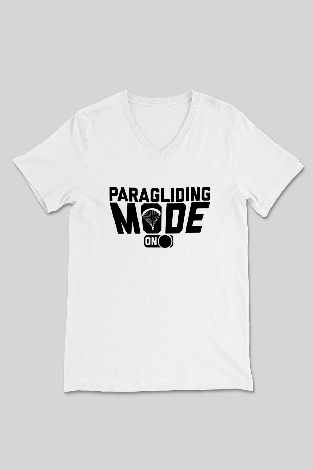 Yamaç Paraşütü Baskılı Unisex V Yaka Tişört - Tshirt