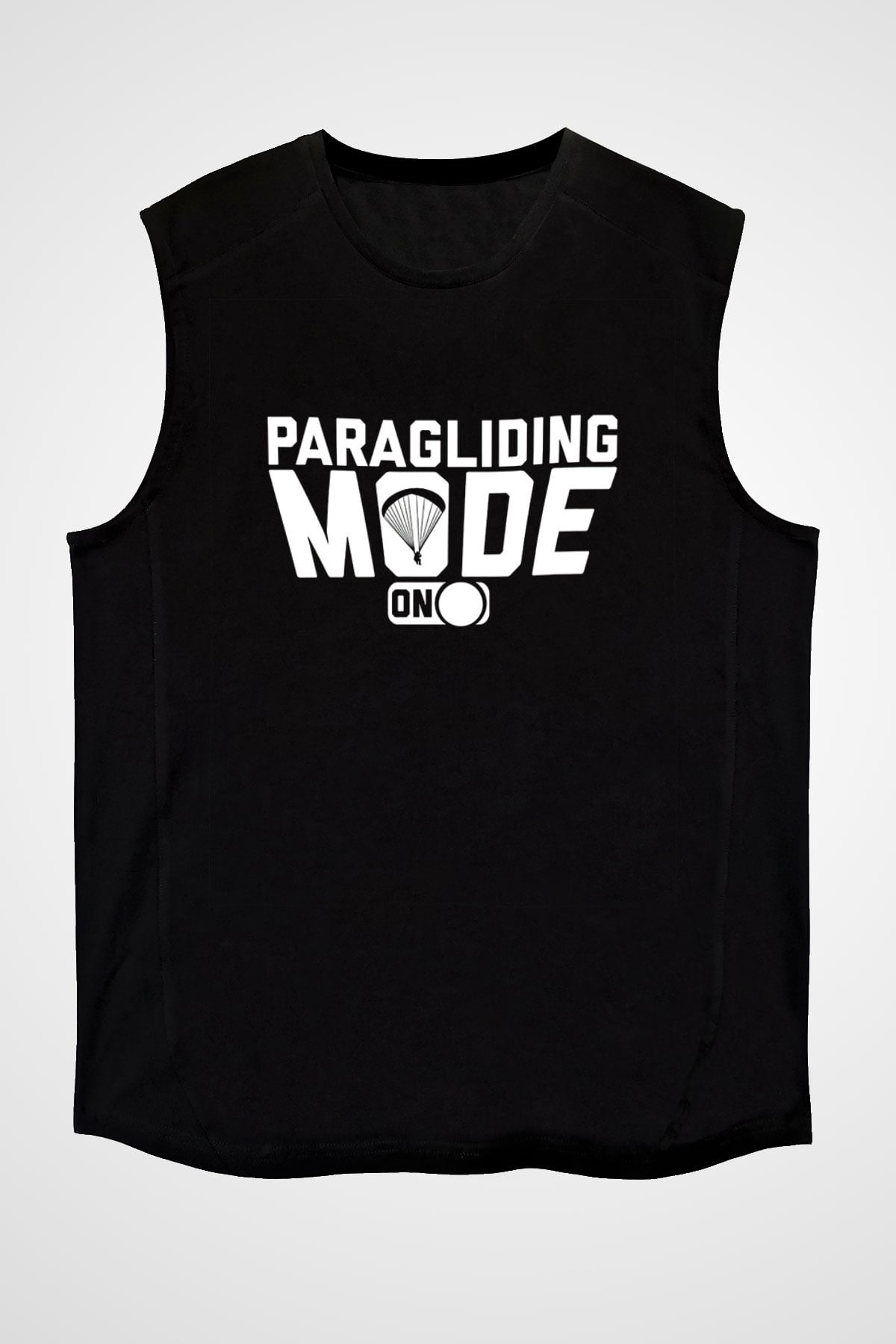 Yamaç Paraşütü - Paragliding Baskılı Unisex Siyah Kolsuz Tişört