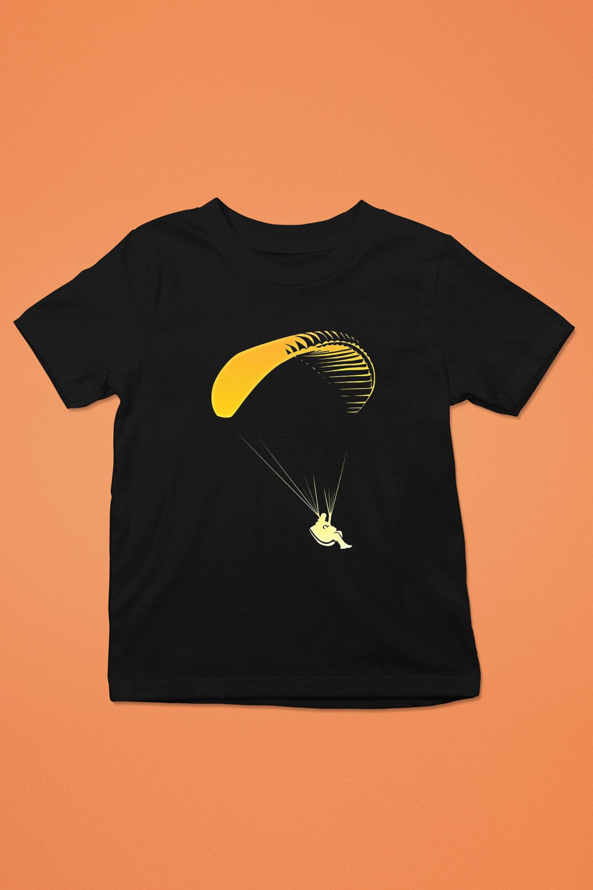 Yamaç Paraşütü - Paragliding Baskılı Unisex Siyah Çocuk Tİşörtü - Tshirt