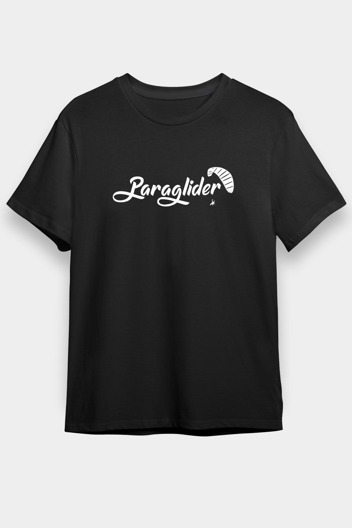 Yamaç Paraşütü - Paragliding Baskılı Unisex Siyah Tişört - Tshirt