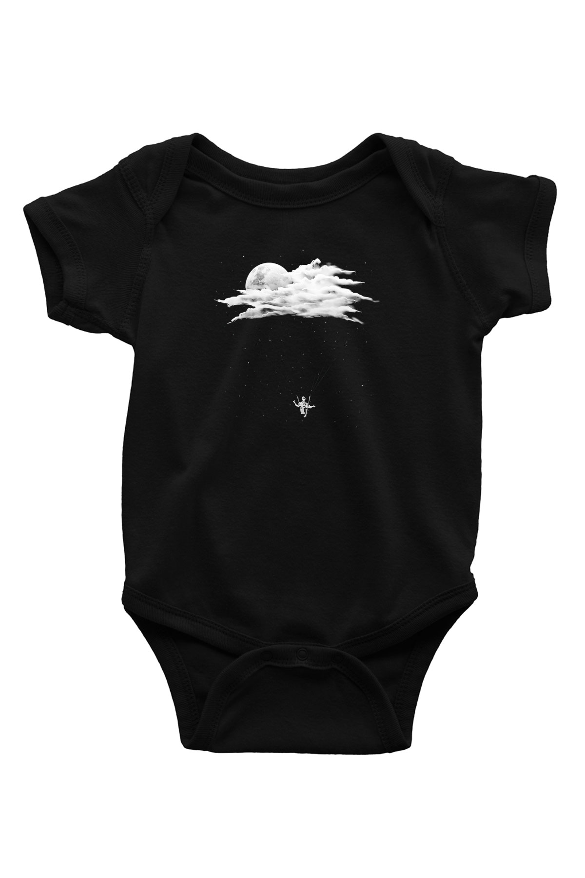 Yamaç Paraşütü - Paragliding Baskılı Unisex Siyah Bebek Body - Zıbın