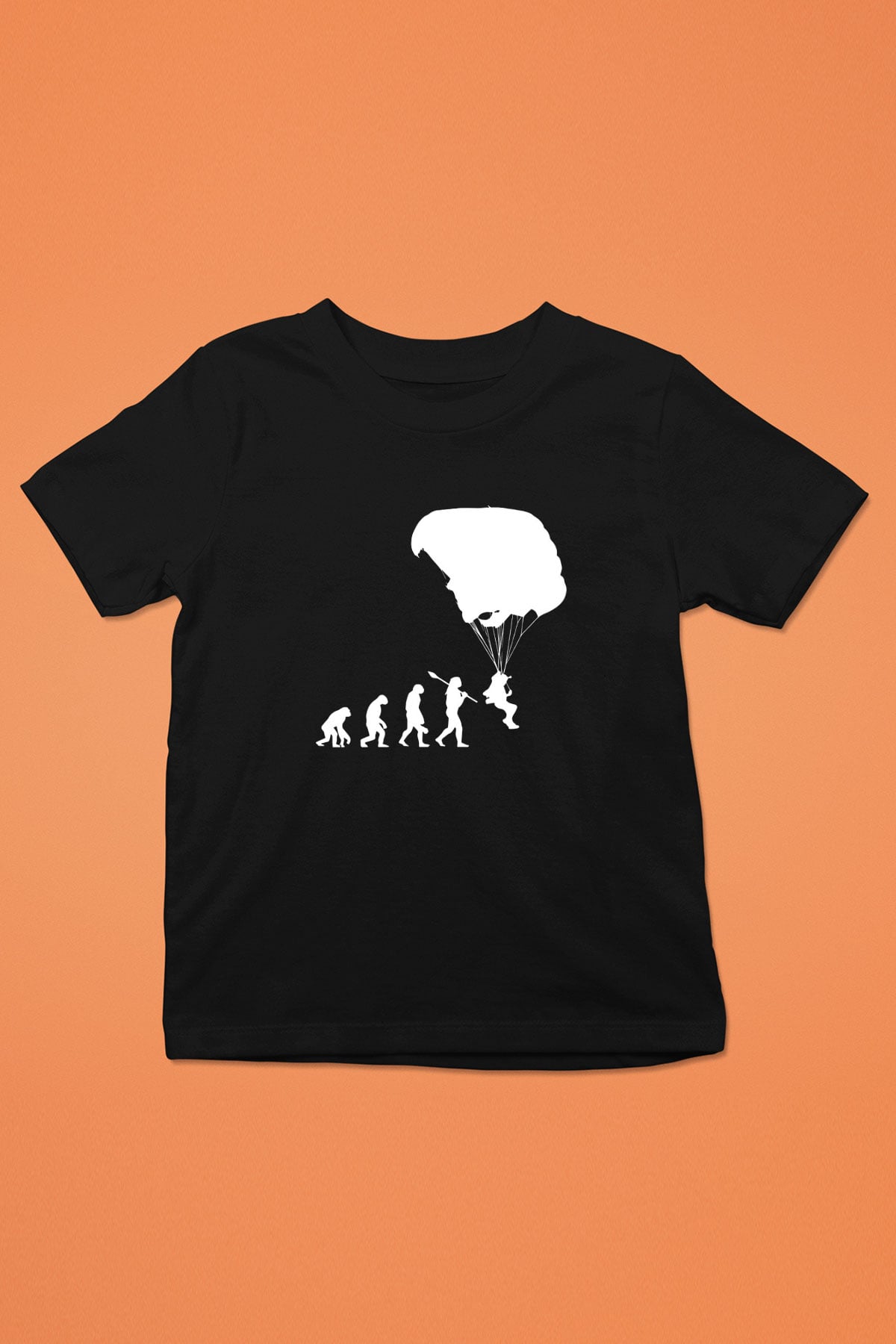 Yamaç Paraşütü - Paragliding Baskılı Unisex Siyah Çocuk Tİşörtü - Tshirt
