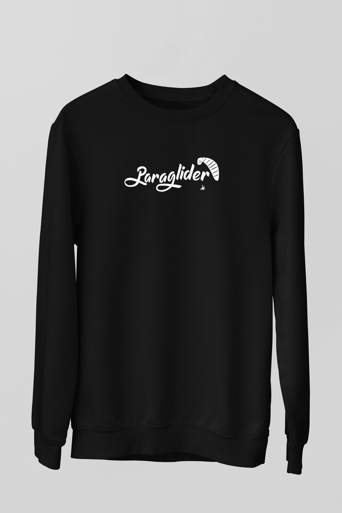 Yamaç Paraşütü - Paragliding Baskılı Unisex Siyah Sweatshirt