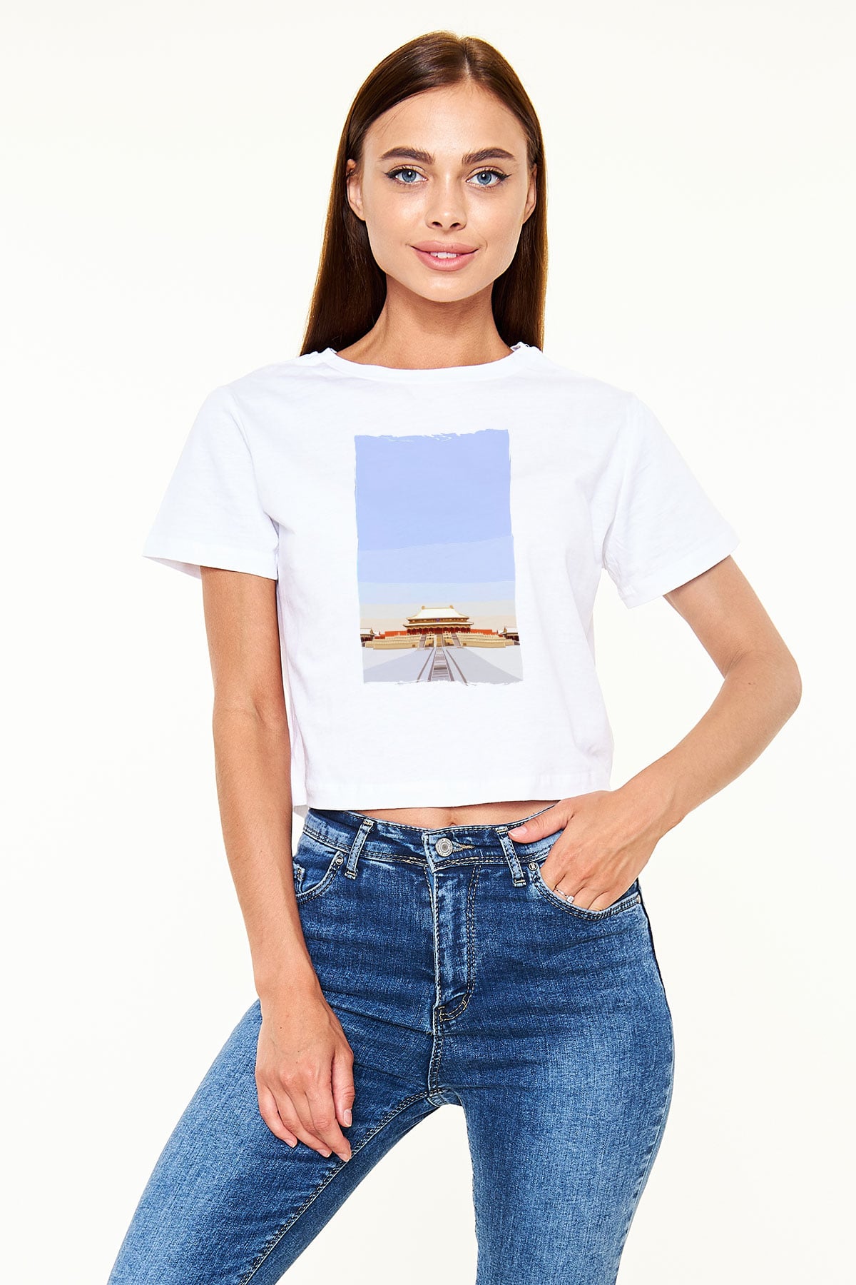 Yasak Şehir Beyaz  Crop Top Tişört
