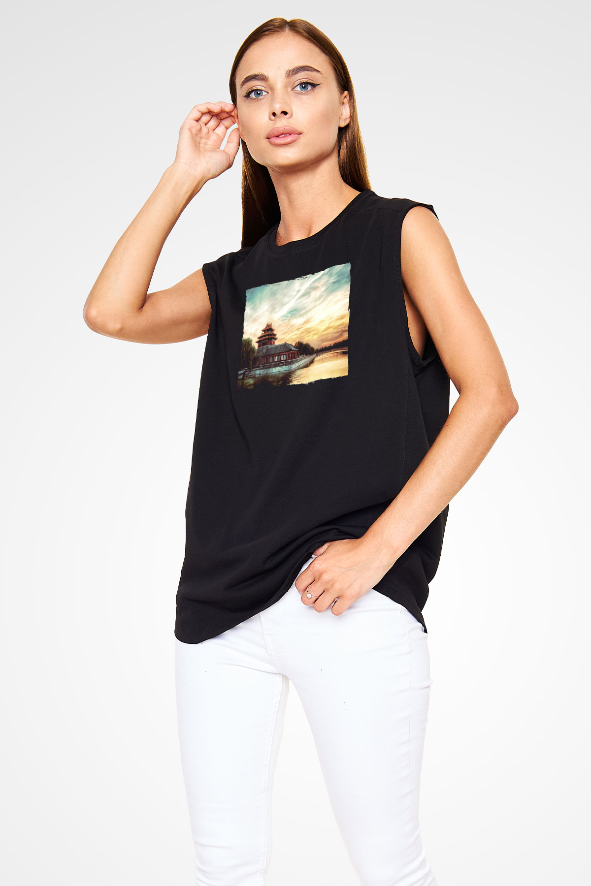 Yasak Şehir Siyah Unisex Kolsuz Tişört