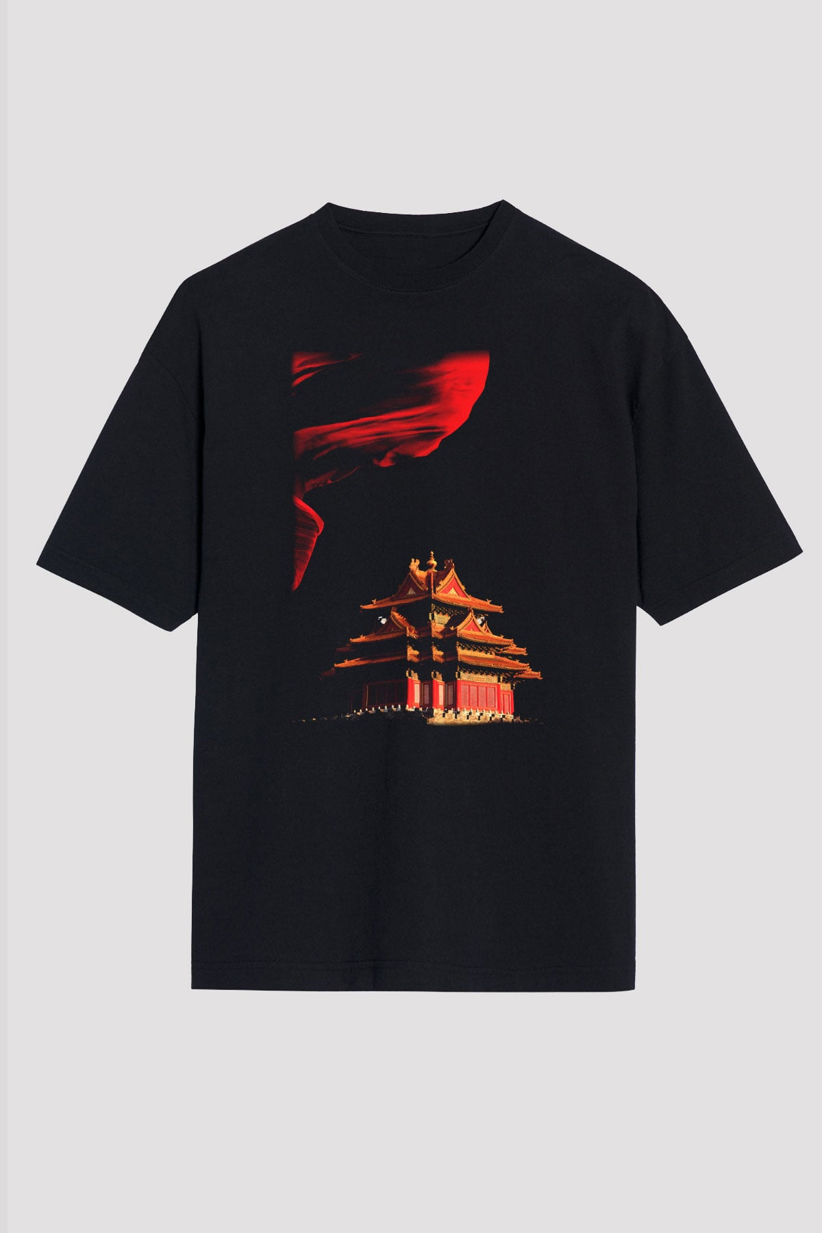 Yasak Şehir Siyah Unisex Oversize Tişört T-Shirt