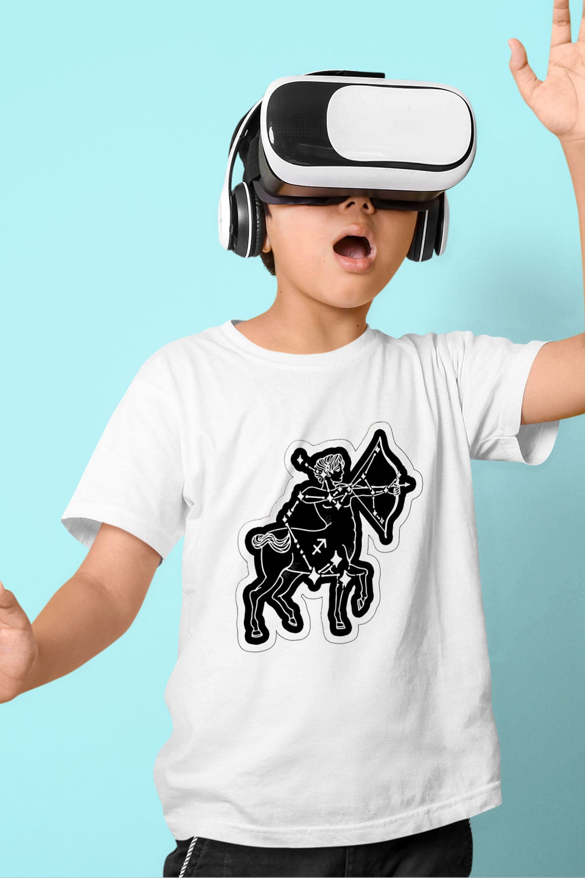 Yay Burcu Baskılı Beyaz Unisex Beyaz Çocuk Tişört - Tshirt