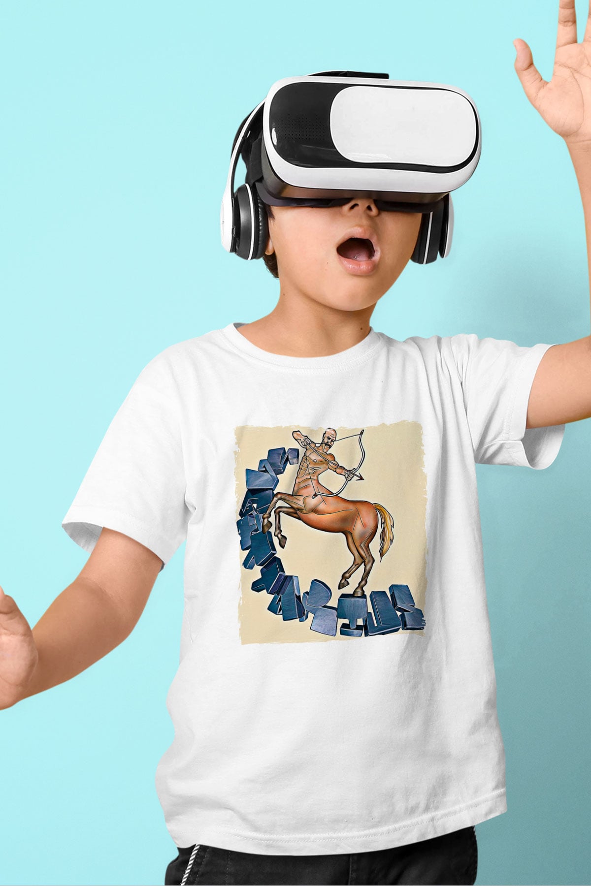 Yay Burcu Baskılı Beyaz Unisex Beyaz Çocuk Tişört - Tshirt