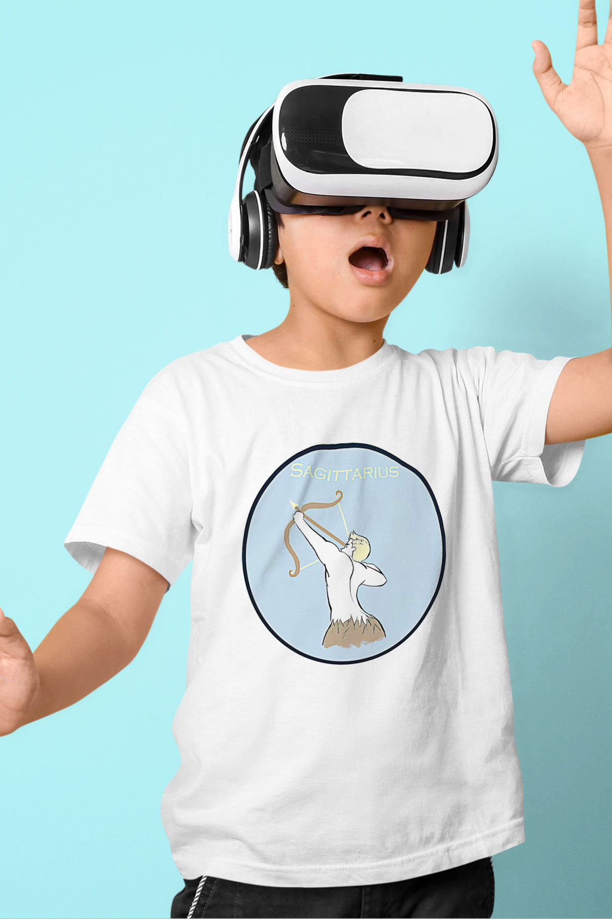Yay Burcu Baskılı Beyaz Unisex Beyaz Çocuk Tişört - Tshirt