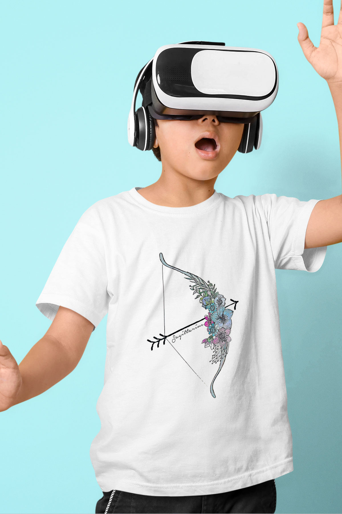 Yay Burcu Baskılı Beyaz Unisex Beyaz Çocuk Tişört - Tshirt