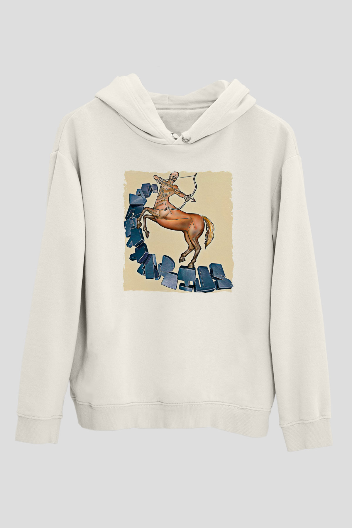 Yay Burcu Baskılı Beyaz Unisex Hoodie
