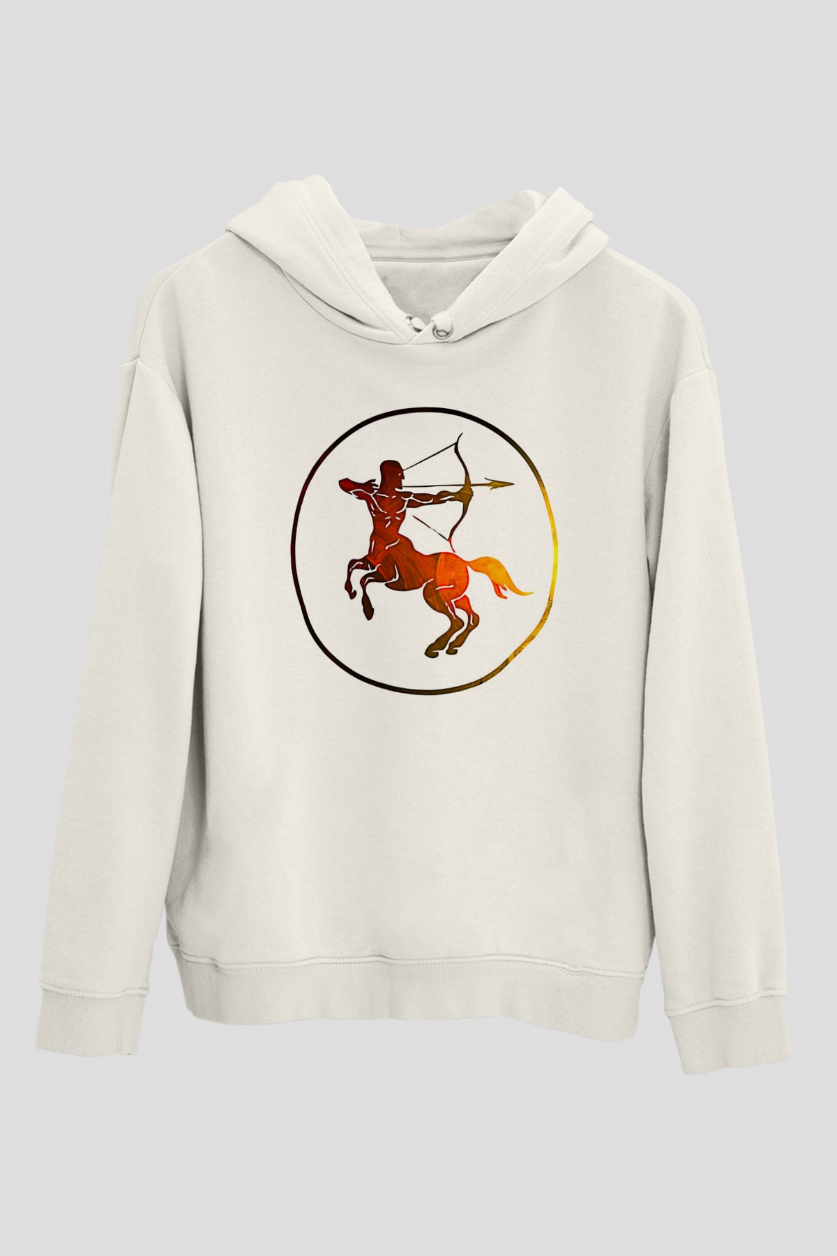 Yay Burcu Baskılı Beyaz Unisex Hoodie